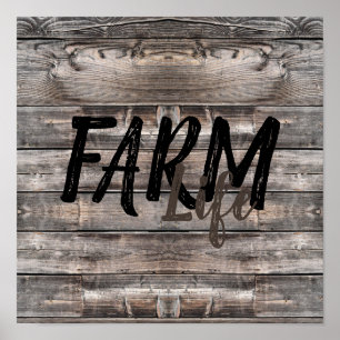 rustic chic FARM LIFE in script Poster