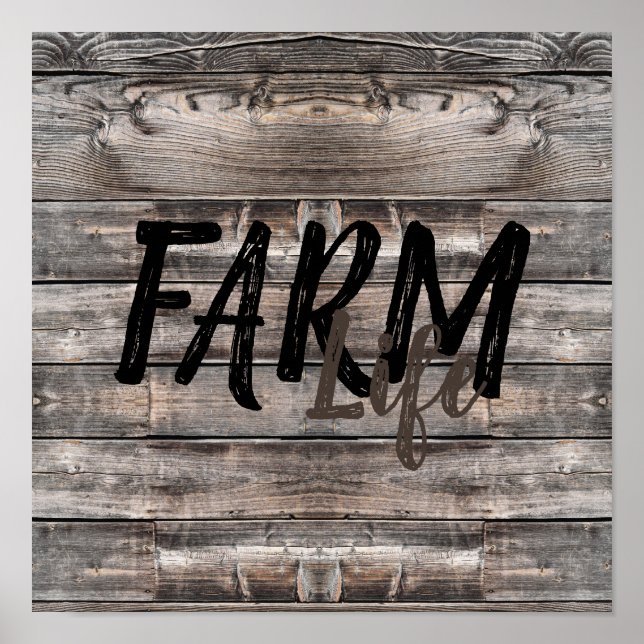 rustic chic FARM LIFE in script Poster (Front)