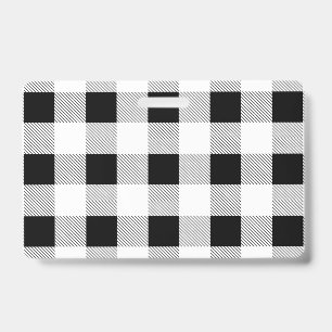 rustic chic farmhouse black white buffalo plaid ID badge