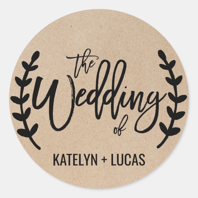 Rustic Chic Faux Kraft Wedding Envelope Seals (Front)