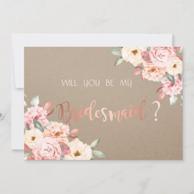 Rustic Chic Floral  Bridesmaid Card (Front)