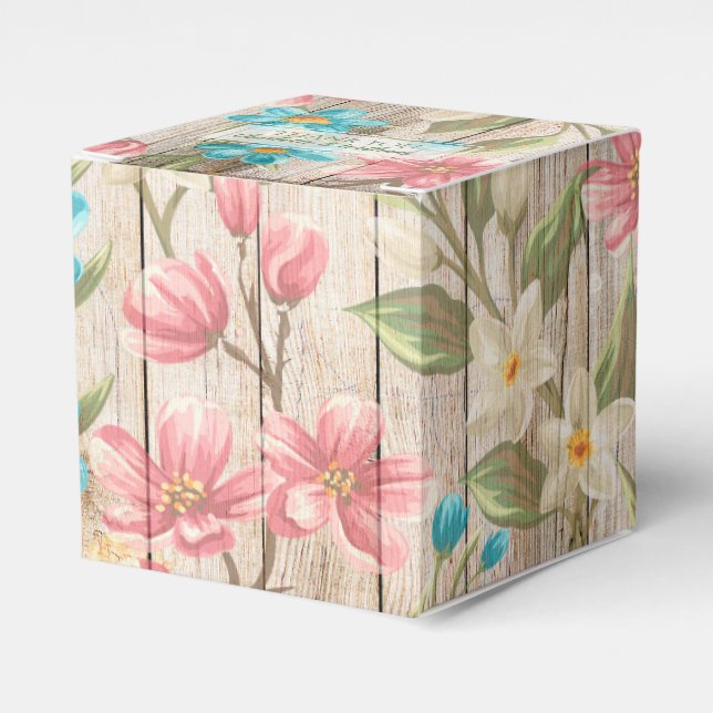 Rustic Chic Floral Favour Box (Front Side)