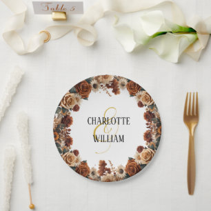 Rustic Chic Floral Wedding Paper Plate