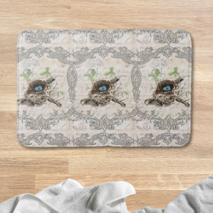 rustic chic french country botanical bird nest bath mat