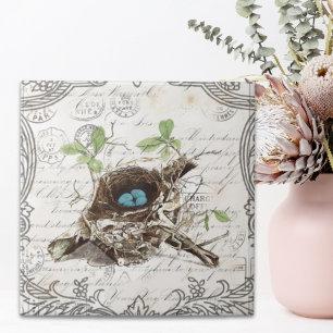 rustic chic french country botanical bird nest tile