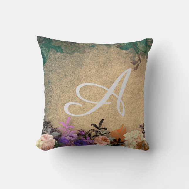 Rustic chic, french country, floral pattern,trendy cushion (Front)