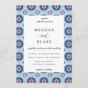 Rustic Chic Geometric Spanish Tile Wedding Invitation