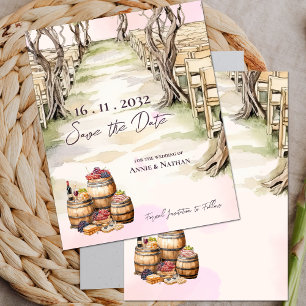Rustic Chic Grapevine-Inspired Winery Wedding Announcement Postcard