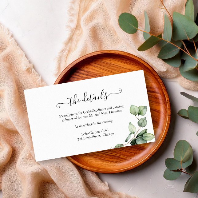 Rustic Chic Greenery Eucalyptus Wedding Details Enclosure Card (Creator Uploaded)