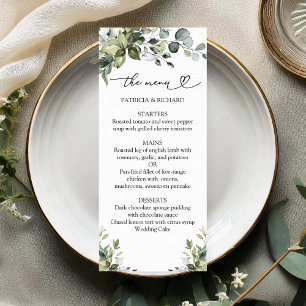 Rustic Chic Greenery Wedding Menu Card