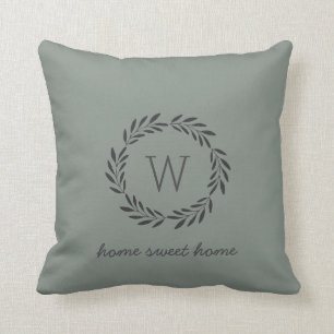 Rustic Chic Home Sweet Home Monogram Pillow