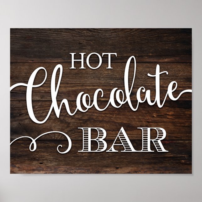 Rustic Chic HOT CHOCOLATE BAR Sign Print (Front)