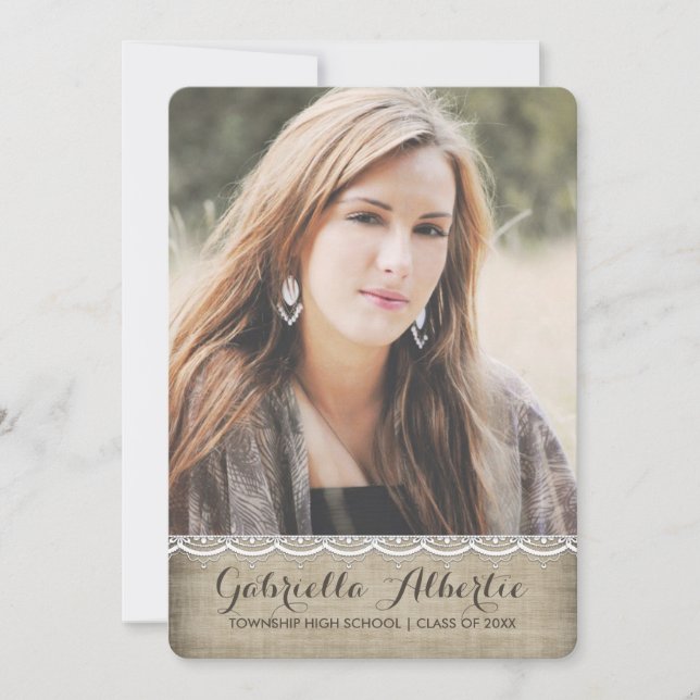 Rustic Chic Lace Photo Graduation Invitation (Front)