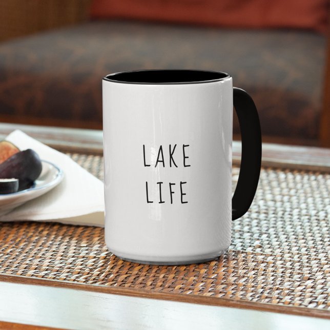 Rustic Chic Lake Life Lake house Modern Cabin Two-Tone Coffee Mug (Creator Uploaded)