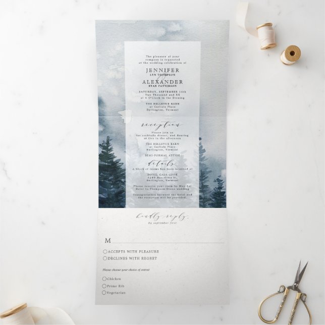 Rustic Chic Lakeside Mountains Wedding Tri-Fold (Inside)