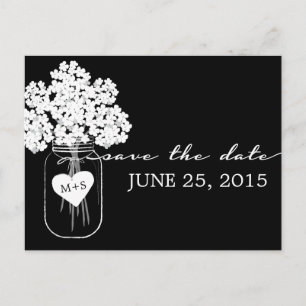 Rustic Chic Mason Jar Wedding Save the Date Announcement Postcard