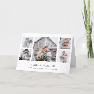 Rustic Chic   Merry and Married Photo Grid Holiday Card