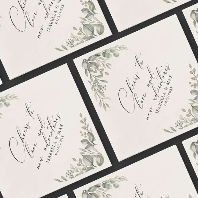 Rustic Chic Muted Greenery New Adventures Paper Napkin (Creator Uploaded)