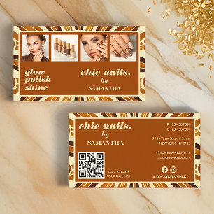 Rustic Chic Nail Salon Business Photo Collage Card