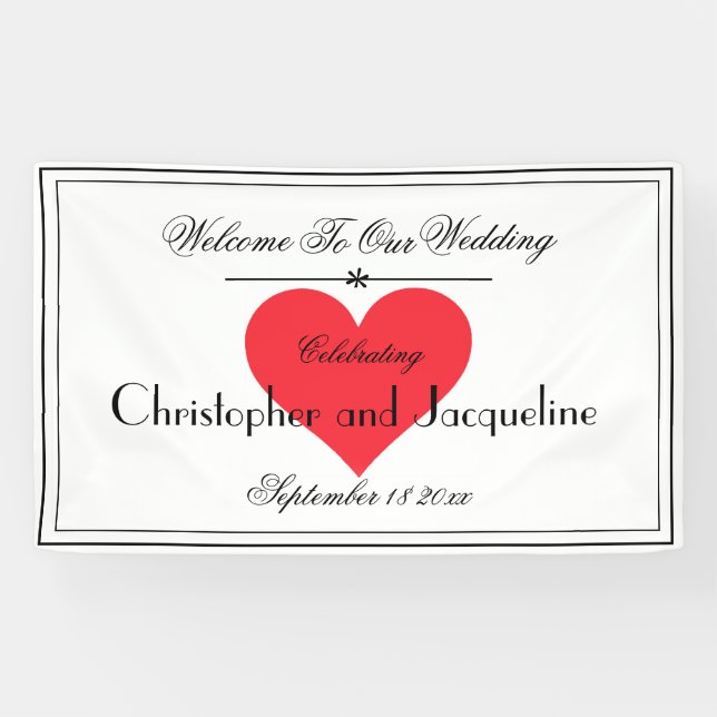Rustic Chic Names Script Modern Wedding Welcome Banner (Horizontal)