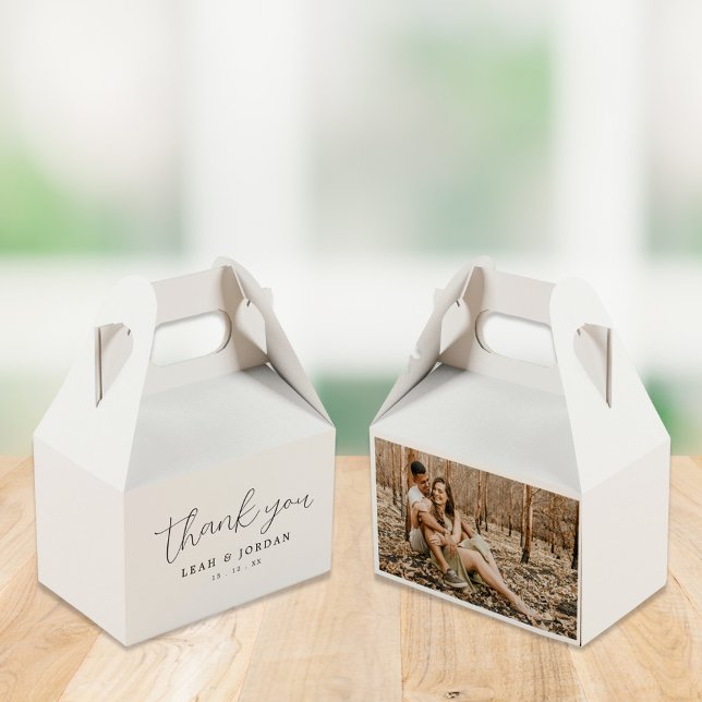 Rustic Chic Photo Calligraphy Thank You Wedding  Favour Box (Creator Uploaded)