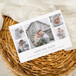 Rustic Chic | Photo Grid Save The Date<br><div class="desc">This elegant,  rustic style wedding save the date card features a five photo collage with a simple white background and classic,  dark gray text. The perfect minimalist way to let your friends and family know you are getting married!</div>