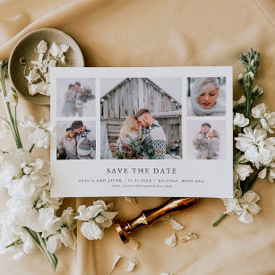 Rustic Chic   Photo Grid Wedding Save The Date Magnetic Invitation