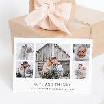 Rustic Chic | Photo Grid Wedding Thank You Card<br><div class="desc">This elegant,  rustic style wedding thank you card features a five photo collage with a simple white background and classic,  dark gray text. The perfect minimalist way to thank your family and friends and to share your wedding photos.</div>