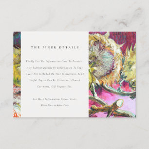 Rustic Chic Pink Yellow Sunflower Wedding Detail Enclosure Card