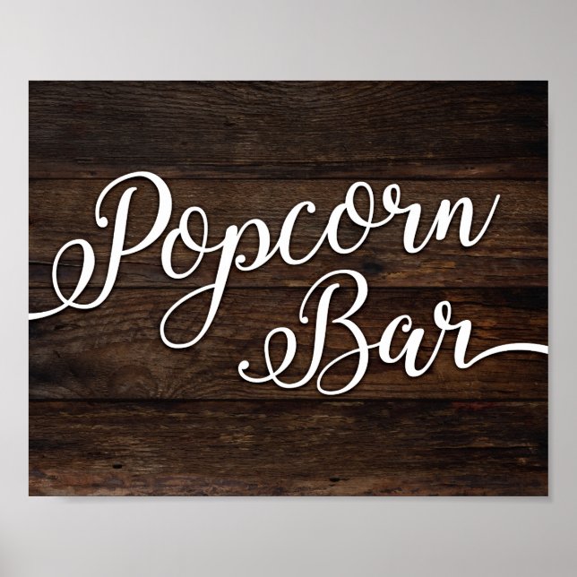 Rustic Chic POPCORN BAR Sign Print (Front)