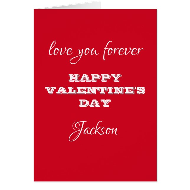 Rustic Chic Script Name Red Valentines Day Card (Front)