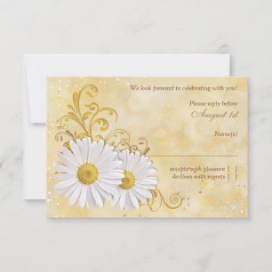 Rustic Chic Shasta Daisy Wedding RSVP Reply Card