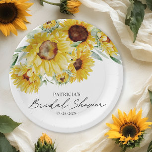 Rustic Chic Sunflower Bridal Shower Paper Plate