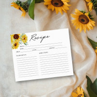 Rustic Chic Sunflower Bridal Shower Recipe Card