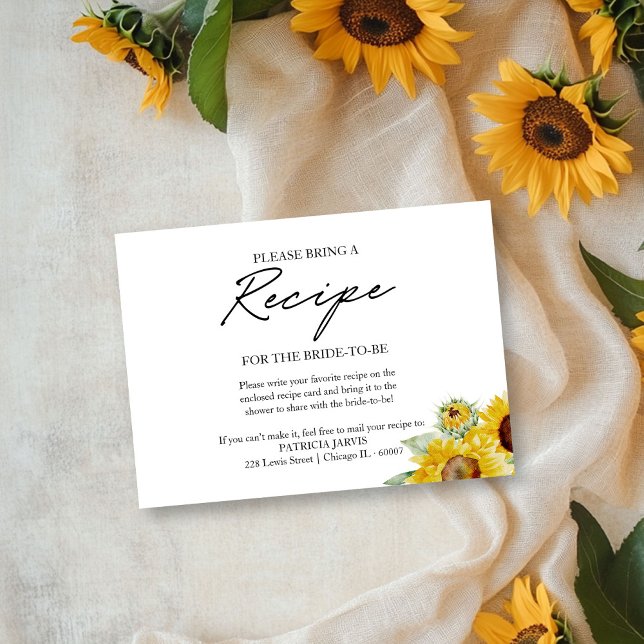 Rustic Chic Sunflower Bridal Shower Recipe Request Invitation (Creator Uploaded)