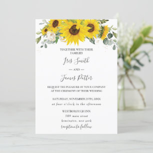 Rustic Chic Sunflower Floral Wedding  Invitation