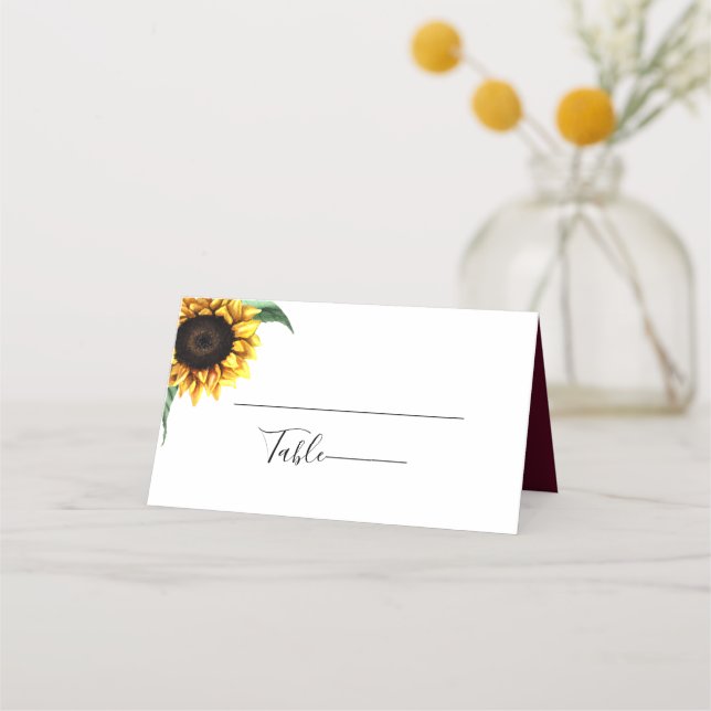 Rustic Chic Sunflower Wedding Escort Place Card (Back)