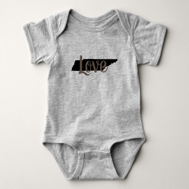 rustic chic TENNESSEE LOVE in script | Baby Bodysuit (Front)
