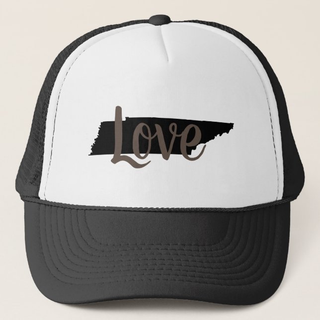 rustic chic TENNESSEE LOVE in script Trucker Hat (Front)