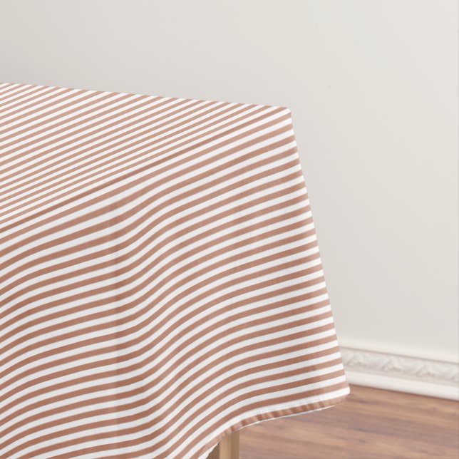 Rustic Chic Terracotta and White Striped Pattern Tablecloth (In Situ)