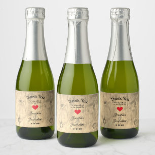 Rustic Chic Thank You Wedding Mini Sparkling Wine  Label