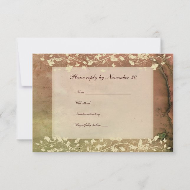 Rustic Chic Warm Colours rsvp with envelopes Card (Front)