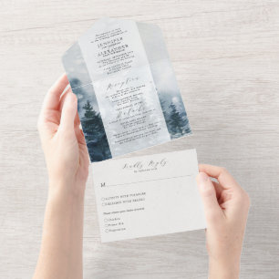 Rustic Chic Wedding All In One Invitation