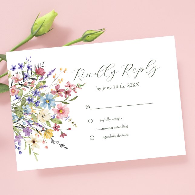 Rustic Chic Wildflowers Garden Wedding RSVP Card (Creator Uploaded)