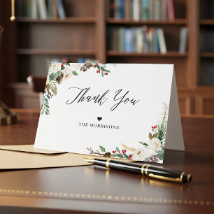 Rustic Chic Winter Floral Holly Berries Thank You