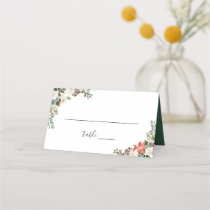 Rustic Chic Winter Floral Wedding Table Place Card