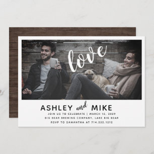 Rustic Chic Wood Photo Engagement Party Invite