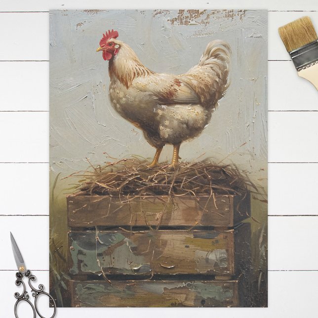 Rustic Chicken and Nest Decoupage Tissue Paper (Creator Uploaded)