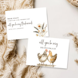 Rustic Chicken Be My Bridesmaid Proposal Card
