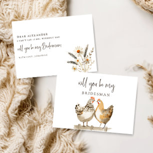 Rustic Chicken Be My Bridesman Proposal Card